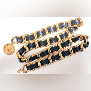 Chanel Jumbo Chain Belt Runway Medallion Necklace w Box Vintage 24K Gold Plated