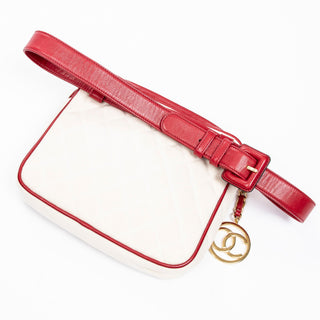 Chanel Vintage 80s Leather and Canvas Waist Pouch Bumbag Belt Bag