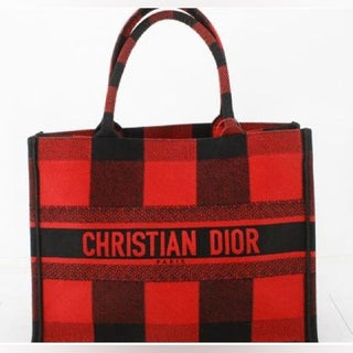Christian Dior Plaid Medium Book Tote RARE