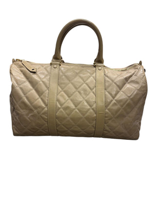 Leather Quilted Vintage 90s 24K Gold Plated Travel Bag w Logo Tag Clochette COA from Entrupy