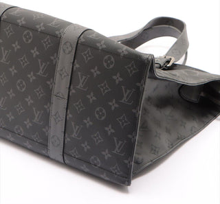 LOUIS VUITTON Coated Canvas and Leather Trim Shoulder Bags Jumbo Cabas Eclipse Shoulder Travel Bag