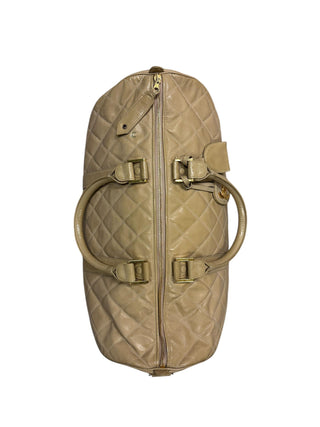 Leather Quilted Vintage 90s 24K Gold Plated Travel Bag w Logo Tag Clochette COA from Entrupy
