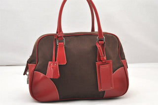 PRADA Canvas and Leather Tote Bag Vintage Y2K Tote w Lock Key and Clochette
