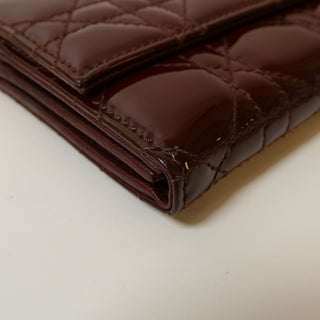 Christian Dior Lady Dior Patent Leather Long Cannage Quilted Wallet on Chain