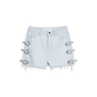 TopShop Jean Shorts Denim Mom High Waisted Buckle Music Festival NEW