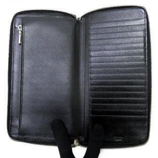 Prada Saffiano Large Leather Zip Around Travel Passport Jumbo Wallet