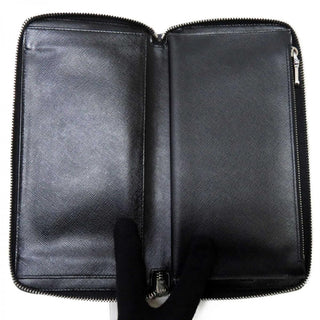 Prada Saffiano Large Leather Zip Around Travel Passport Jumbo Wallet