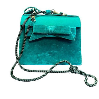 Fendi 80s Velvet and Satin Emerald Green 2Way Crossbody Tote Box Bag