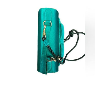 Fendi 80s Velvet and Satin Emerald Green 2Way Crossbody Tote Box Bag